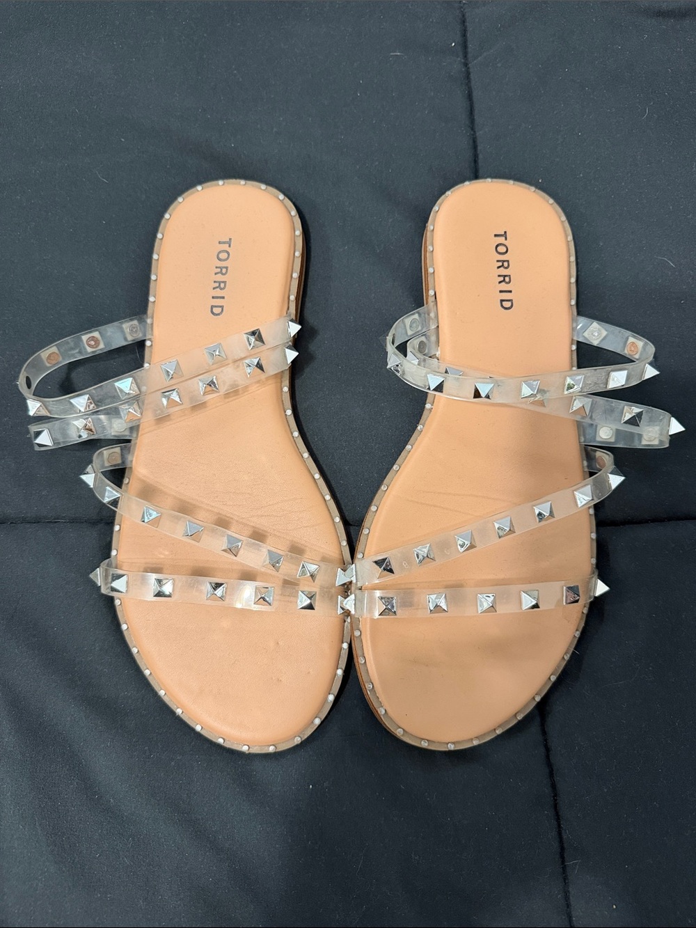torrid Clear Studded Slide Sandals - Tan Footbed